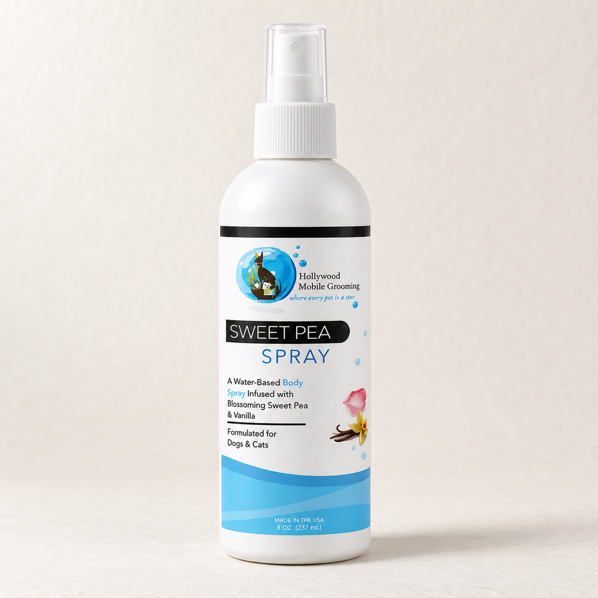 Hollywood Grooming Premium & Long-lasting Sweet Pea Vanilla Body Spray for Pets