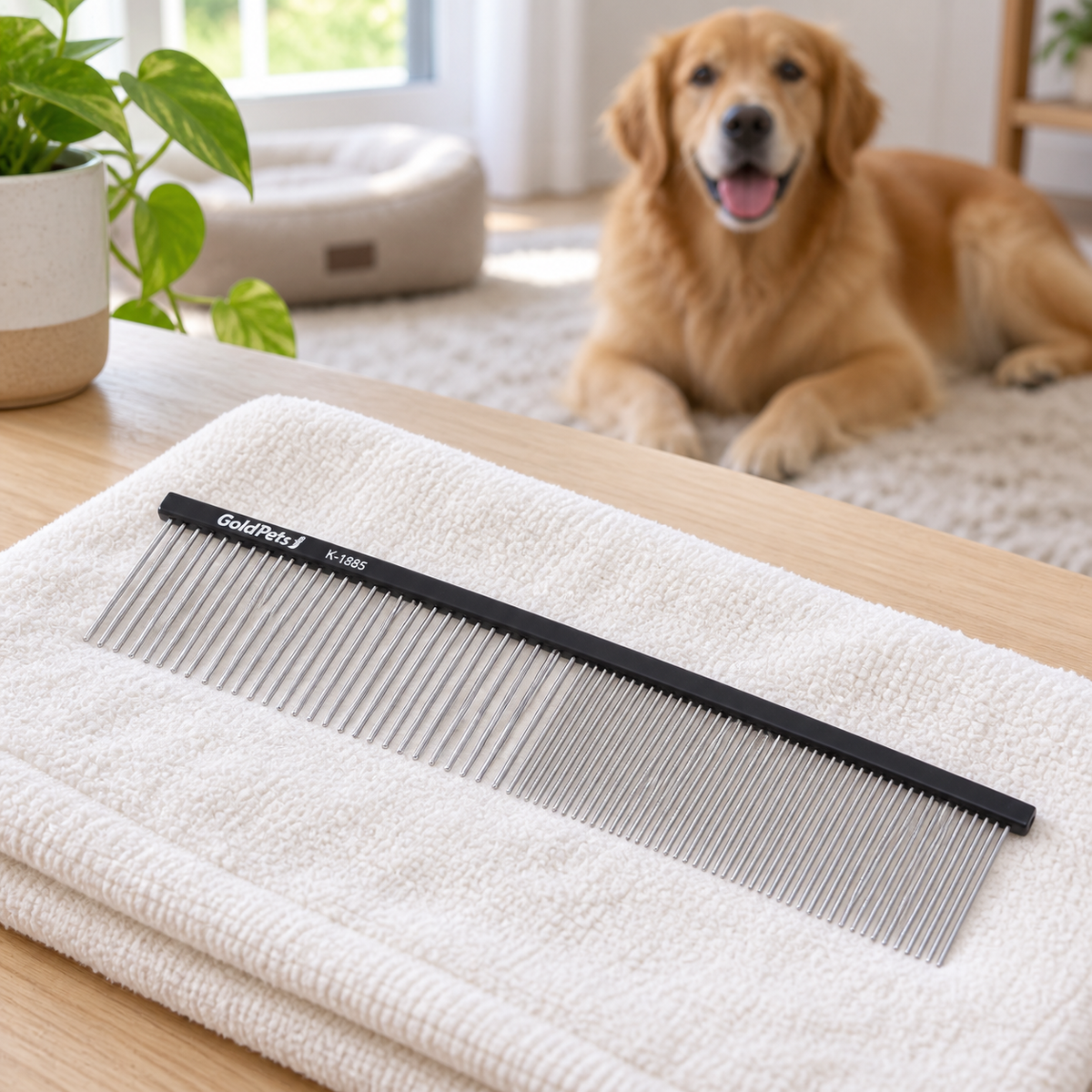 Hollywood Grooming Stainless Steel Pet Comb Can Clean Fur, Dog Grooming Comb With Round T