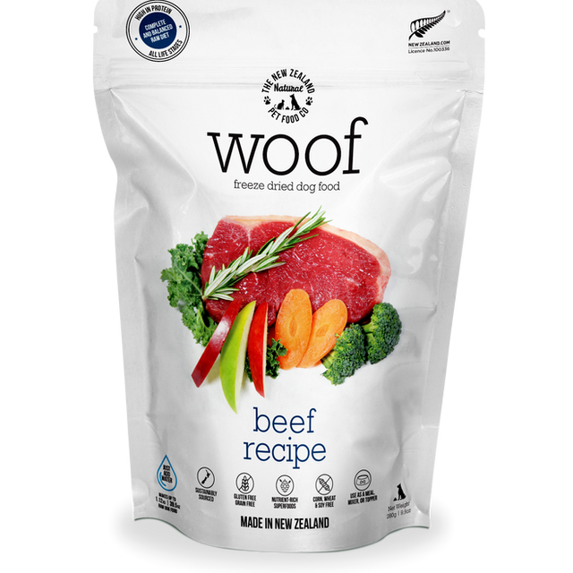 The New Zealand ￼￼Dog Woof Freeze Dried Beef Recipe 2.2LB