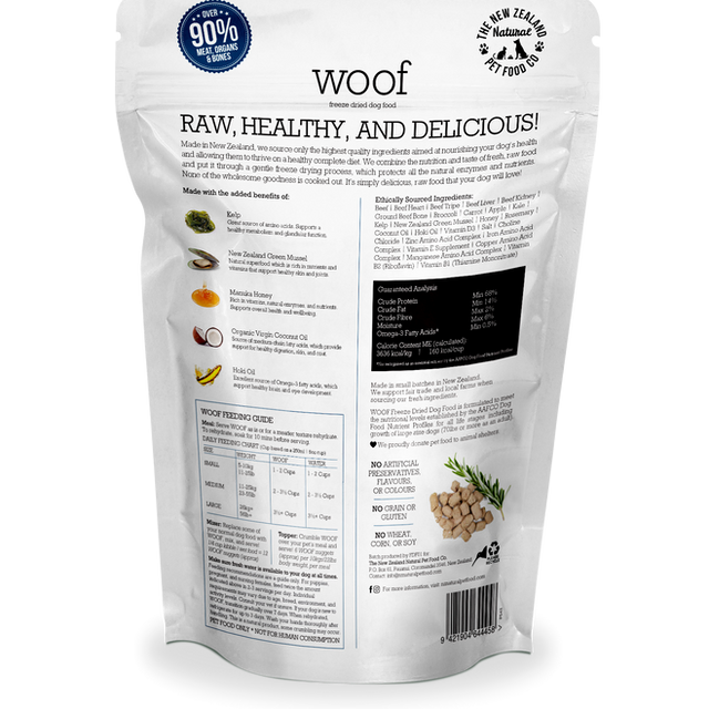 Woof The New Zealand ￼￼Dog  Freeze Dried Beef Recipe 2.2LB