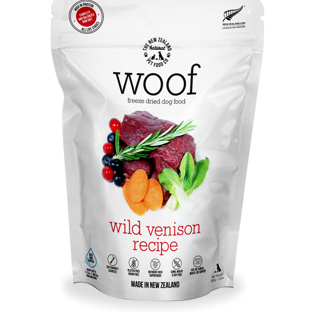 The New Zealand Dog Woof Freeze Dried Wild Venison Recipe 9.9oz