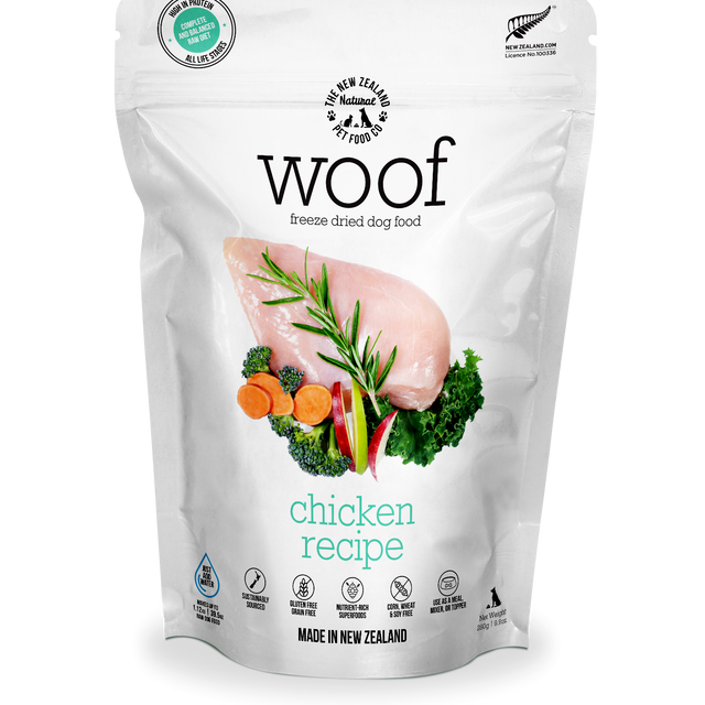 Woof The New Zealand ￼Dog Freeze Dried Chicken 9.9oz