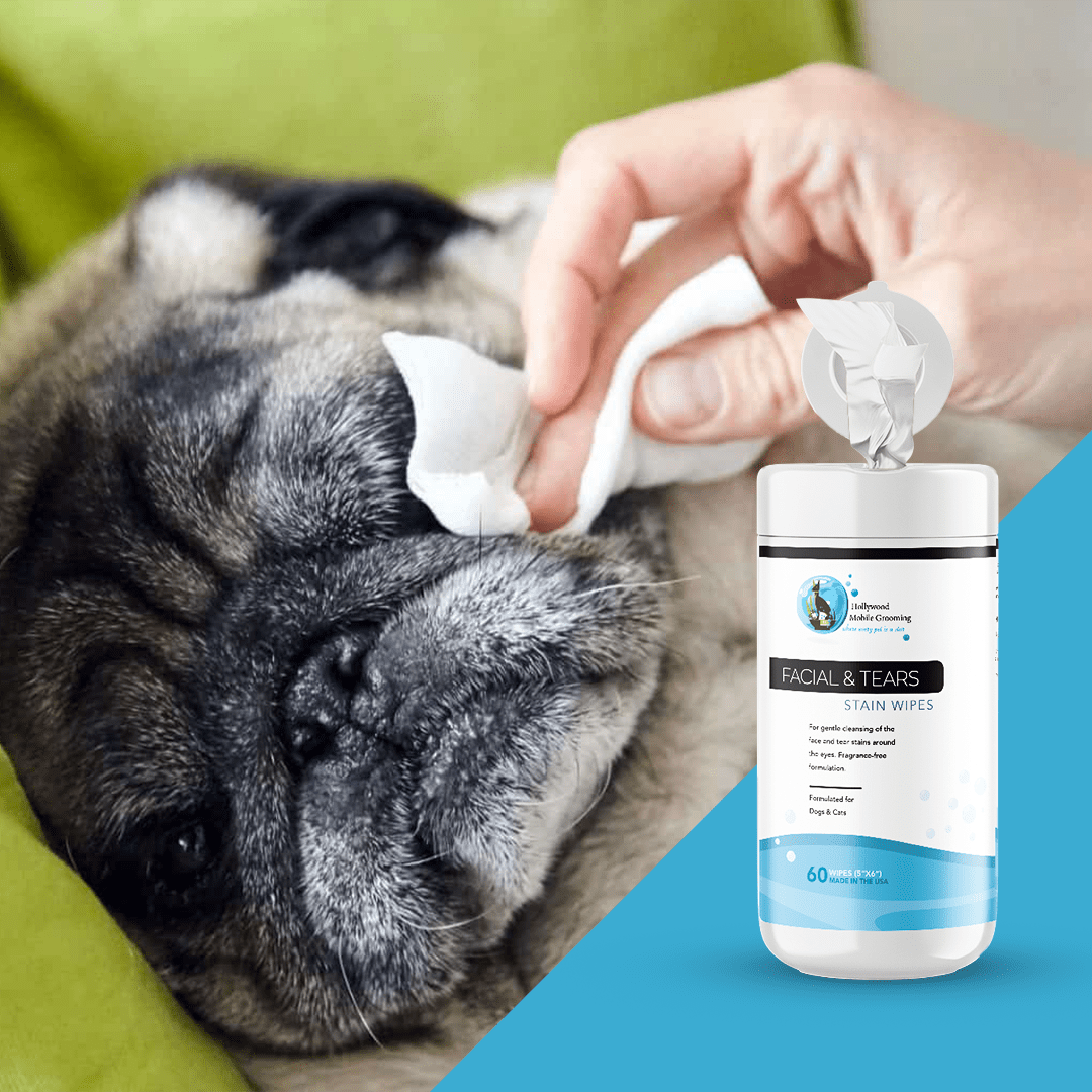 Hollywood Grooming Facial and Tear Stain Wipes for Pets Effective Stain Removal Solution 60 count - Go Hollywood Grooming
