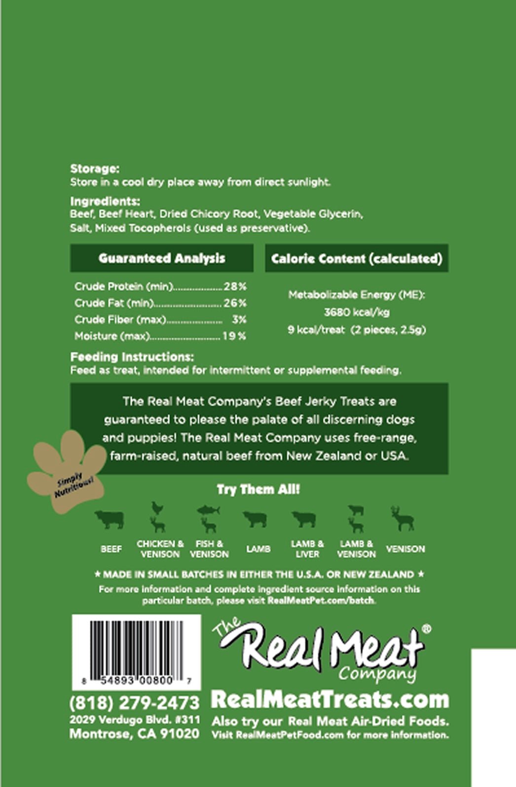 Real Meat Beef Recipe Jerky Treats 4oz - Go Hollywood Grooming